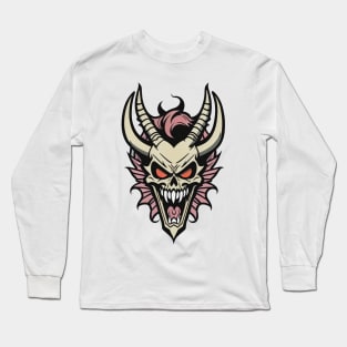 Colored Demon Face Cartoon Long Sleeve T-Shirt